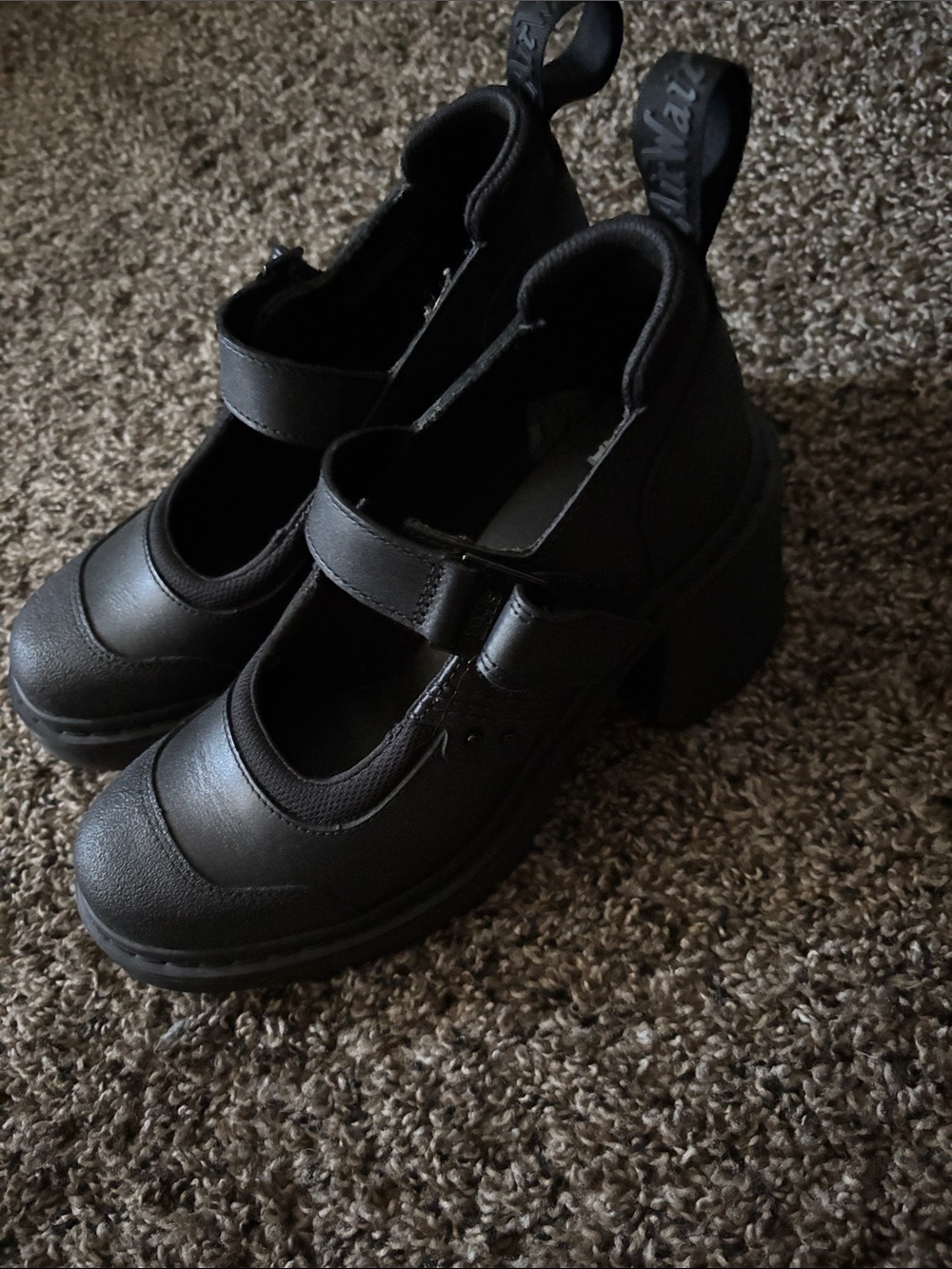 Dr. Martens Black Leather Mary Jane Heeled Boots - Picture 2 of 3
